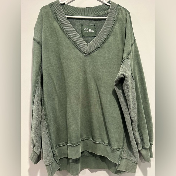 Aerie Olive V-Neck Sweater - Picture 2 of 8